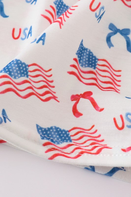 Girls Flag Embroidered Ruffle Dress