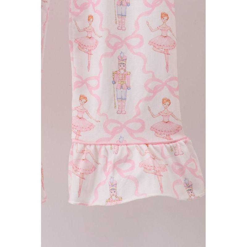 Pink Nutcracker Print Ruffle Pajama Set