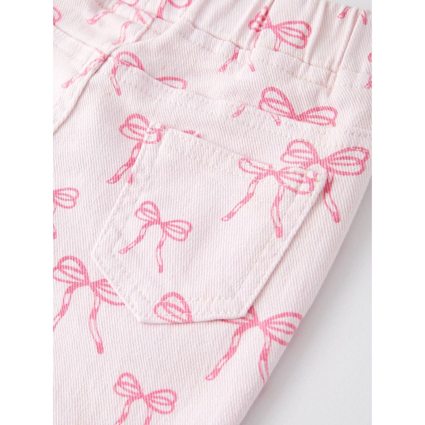 Pink Bows Elastic Flared Jeans