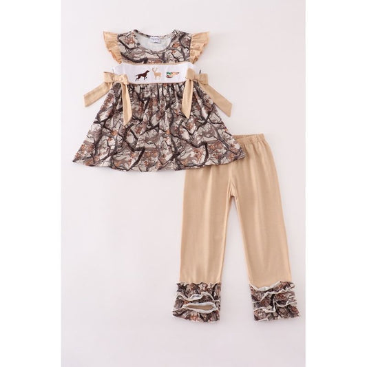Embroidered Hunting Deer Pants Set