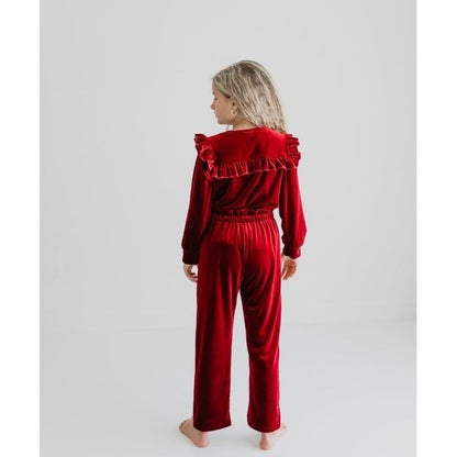 Girls Red Velvet Holiday Pant Set