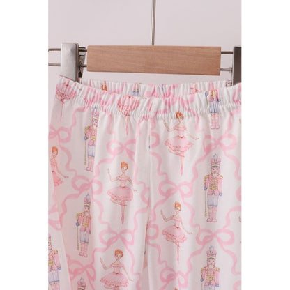 Pink Nutcracker Print Ruffle Pajama Set