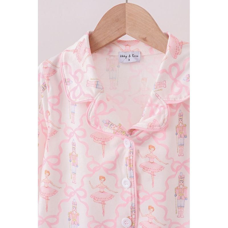 Pink Nutcracker Print Ruffle Pajama Set