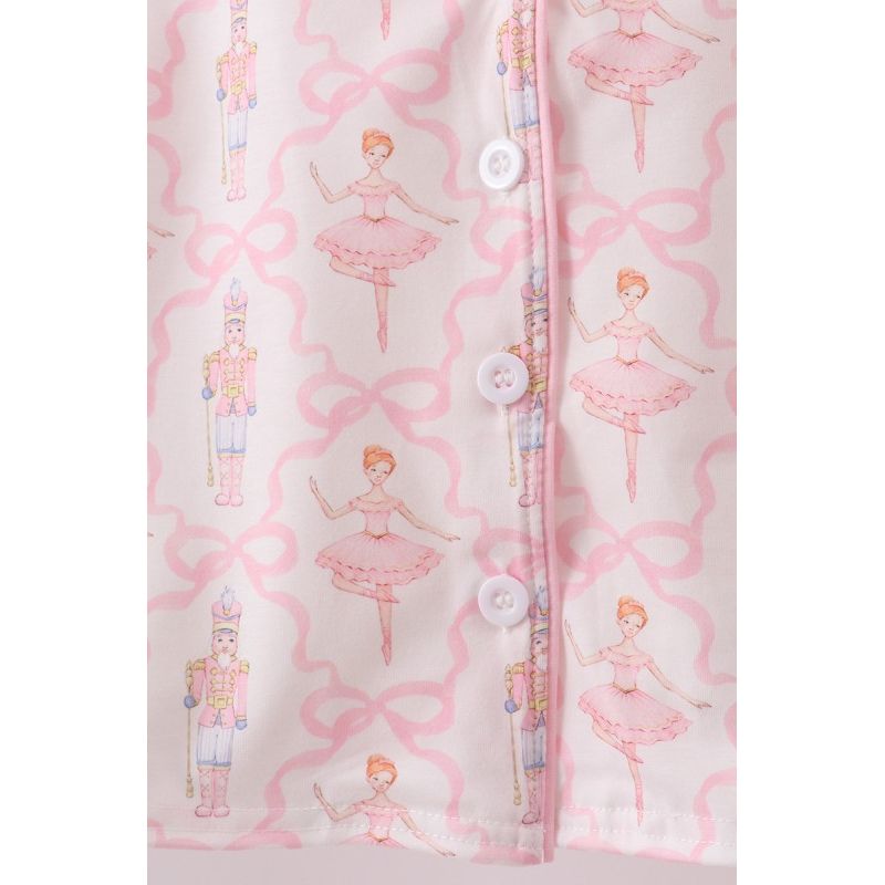 Pink Nutcracker Print Ruffle Pajama Set