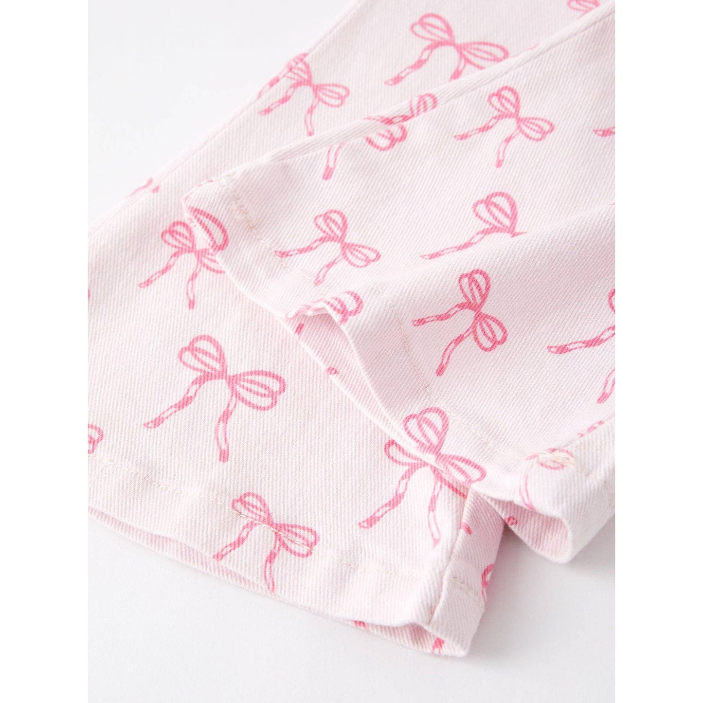 Pink Bows Elastic Flared Jeans