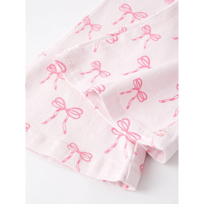 Pink Bows Elastic Flared Jeans