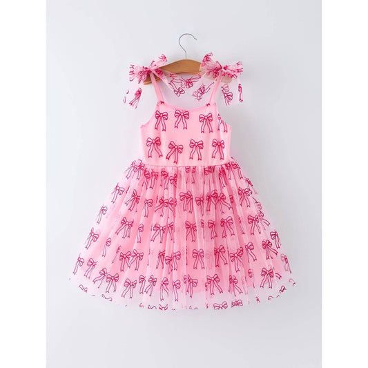 Pink Bow Tulle Dress