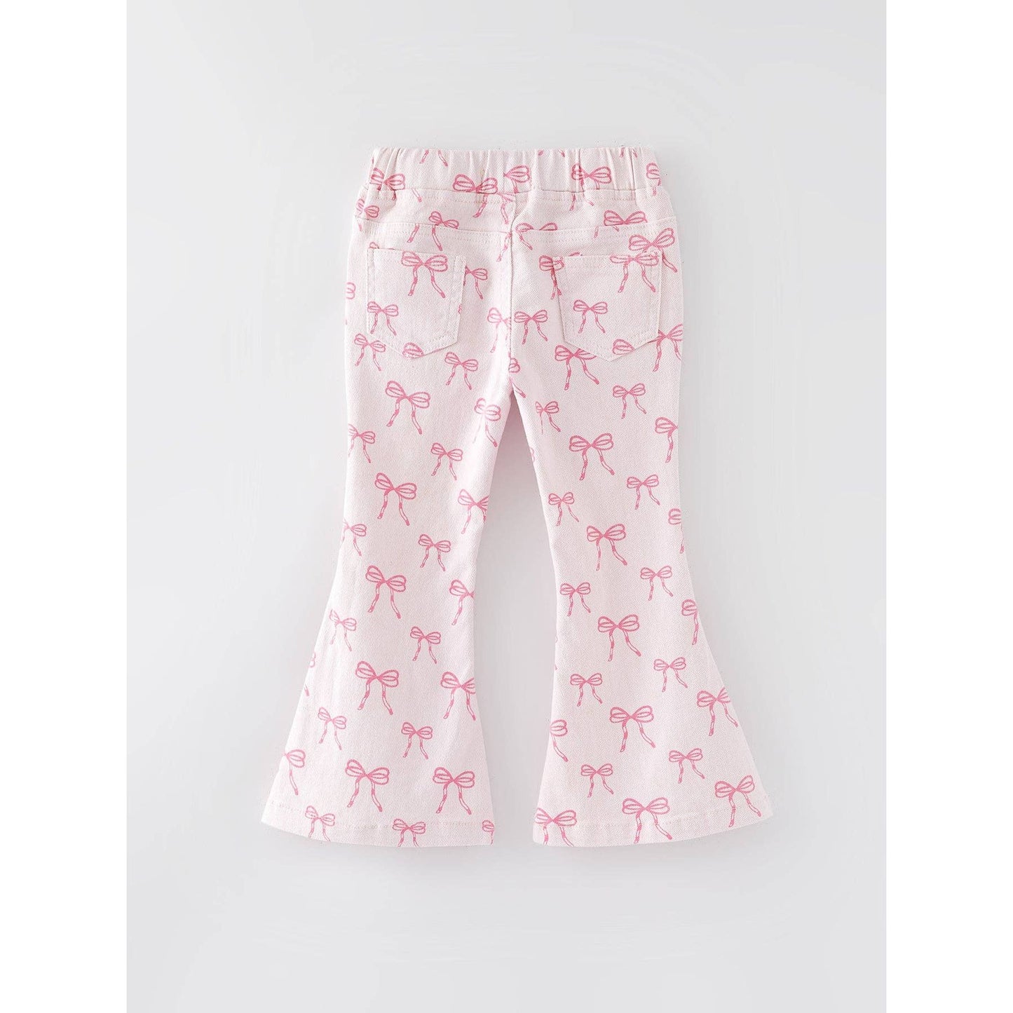 Pink Bows Elastic Flared Jeans